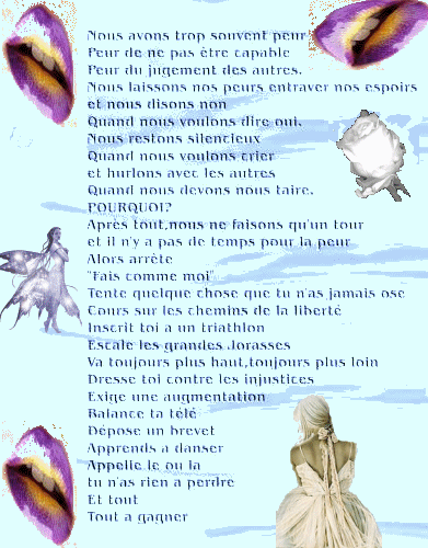 Peur...!!! de Quoi...LOL ... du jugement des Autres...Alors Apprends à Danser LOL ...Bisss les Ami